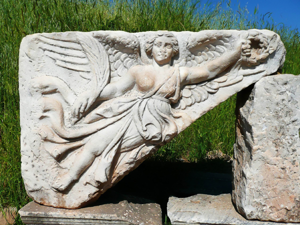 Stone carving of the goddess Nike in Ephasus